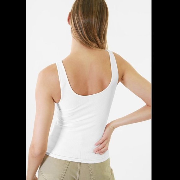 NEW Sage Green Reversible Tight Ribbed Vee and Scoop Tank Top - Picture 2 of 3